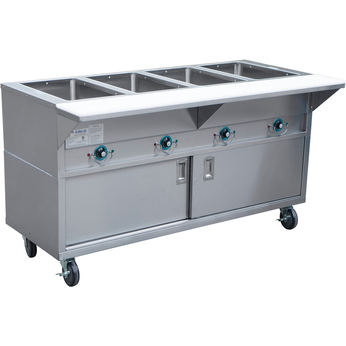 Mobile Servery Steam Table With Cupboard 4x Gn1/1 | Est4 Swcbsd