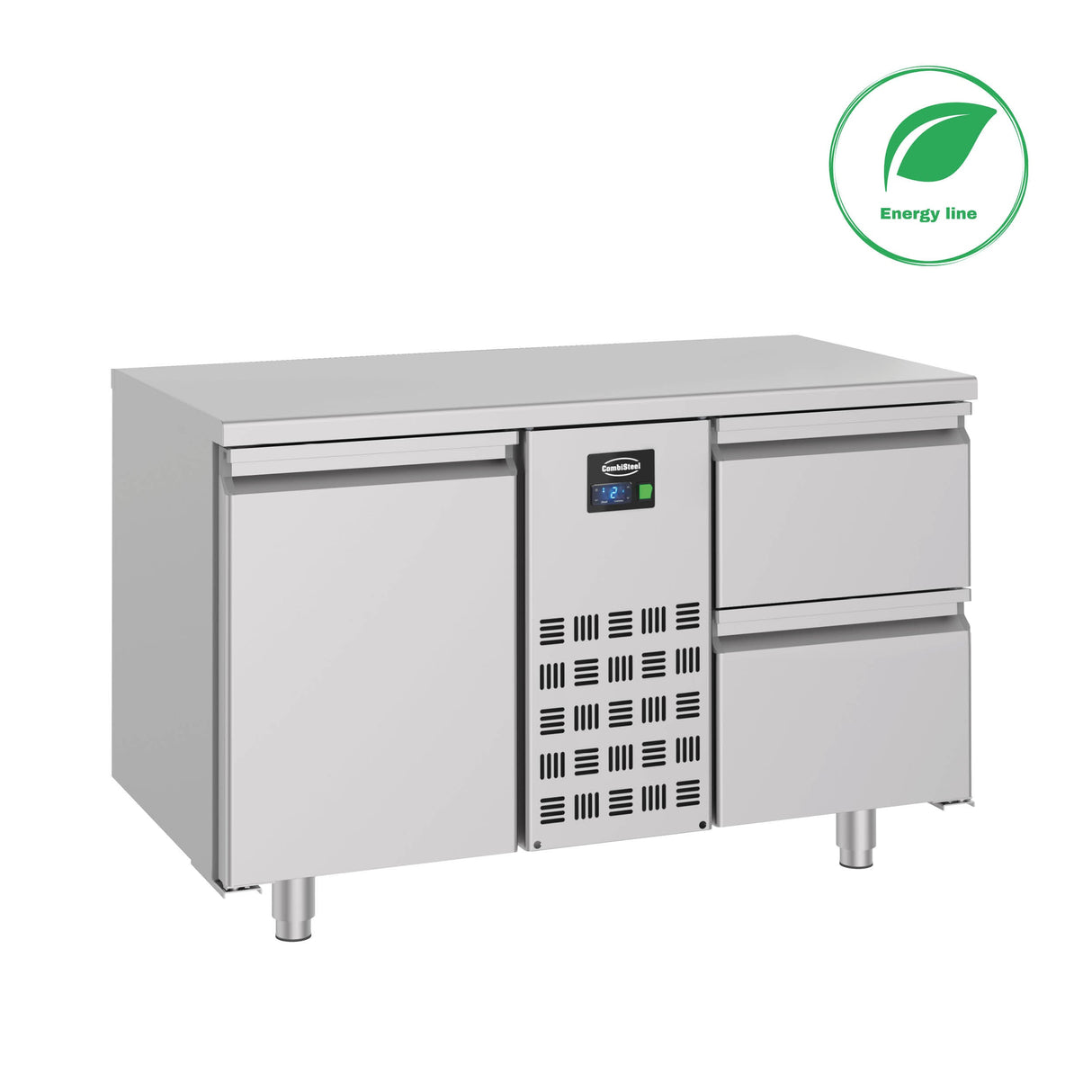 Enhance Your Kitchen with the Combisteel 700 Monoblock Refrigerated Counter - Featuring 1 Door and 2 Convenient Drawers!