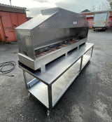 Turkish Mangal BBQ Mangal Charcoal Grill Stainless Steel 286x49x104cm with Table (REFURBISHED)