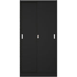 Commercial Sliding Door Steel Black Storage Cupboard With 4 Shelves And Lock 900x400x1850mm |  Fcc18 Black