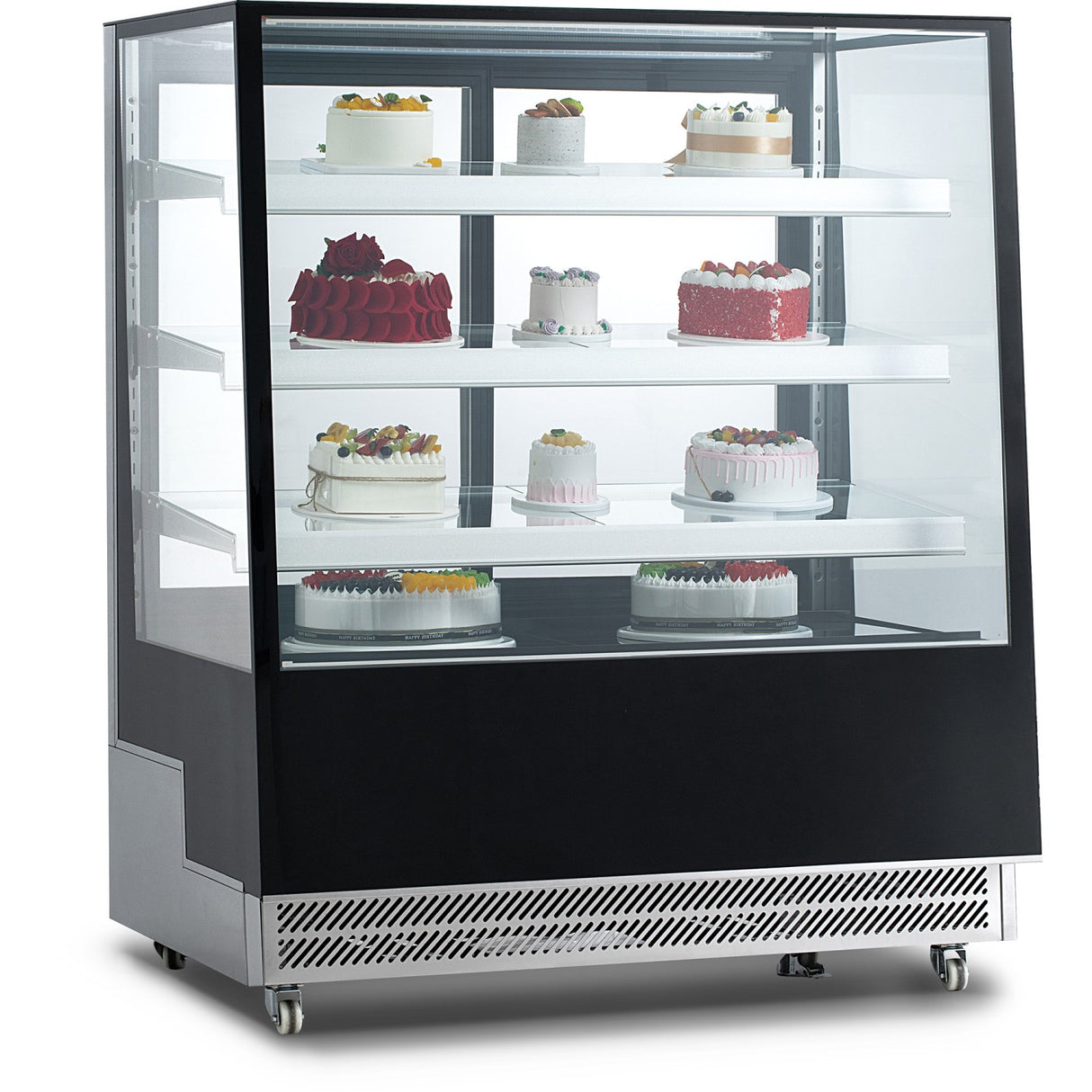 Display Merchandiser Fridge 500 Litres 3 Shelves Black &Amp; Stainless Steel |  Ft400 L