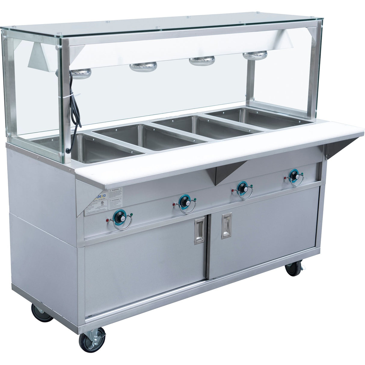Mobile Servery Steam Table With Cupboard &Amp; Heated Overshelf 4x Gn1/1 | Est4 Swcbsd Ftgsg1960
