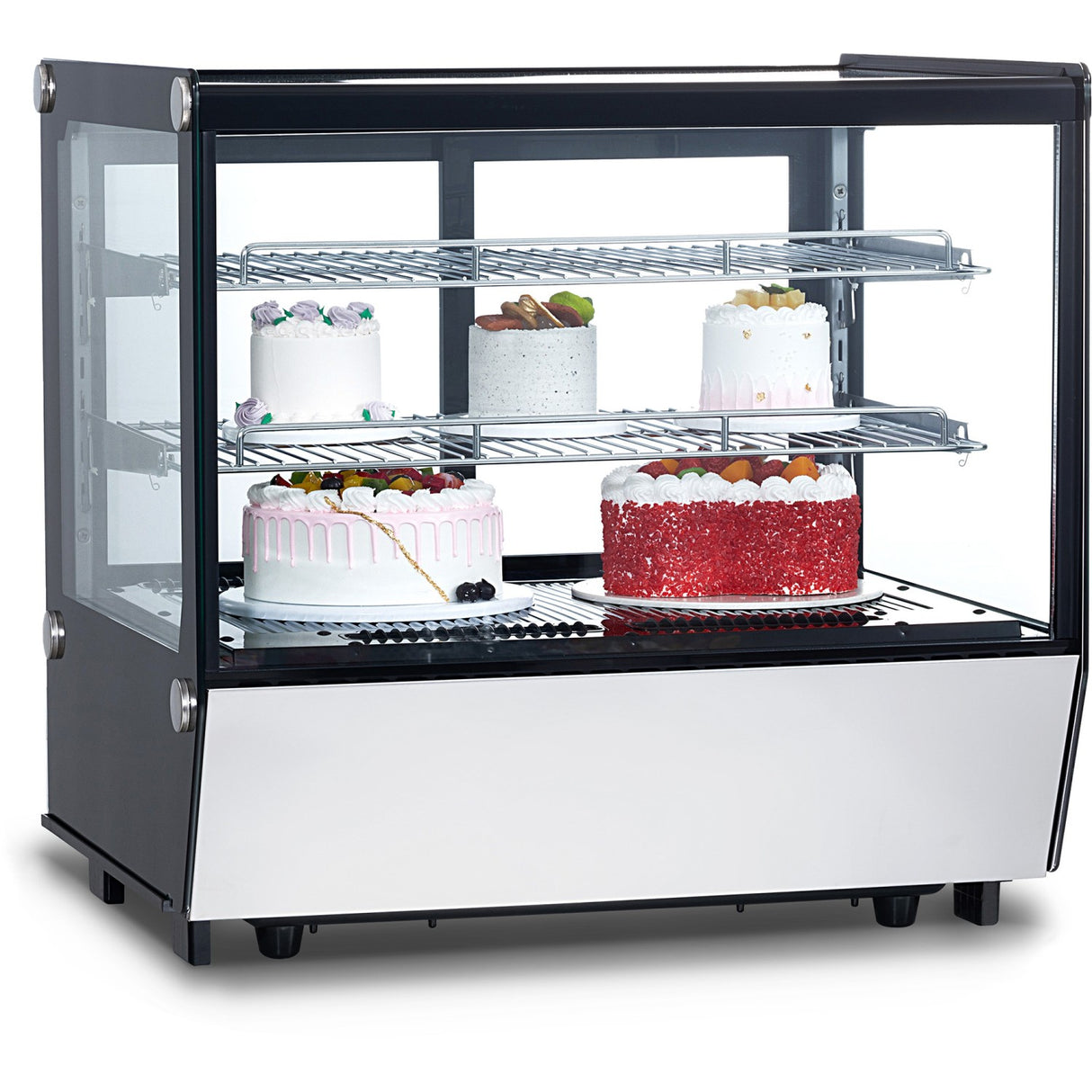 Display Merchandiser Fridge Countertop 120 Litres 2 Shelves Black &Amp; Stainless Steel |  Ftw120 Z