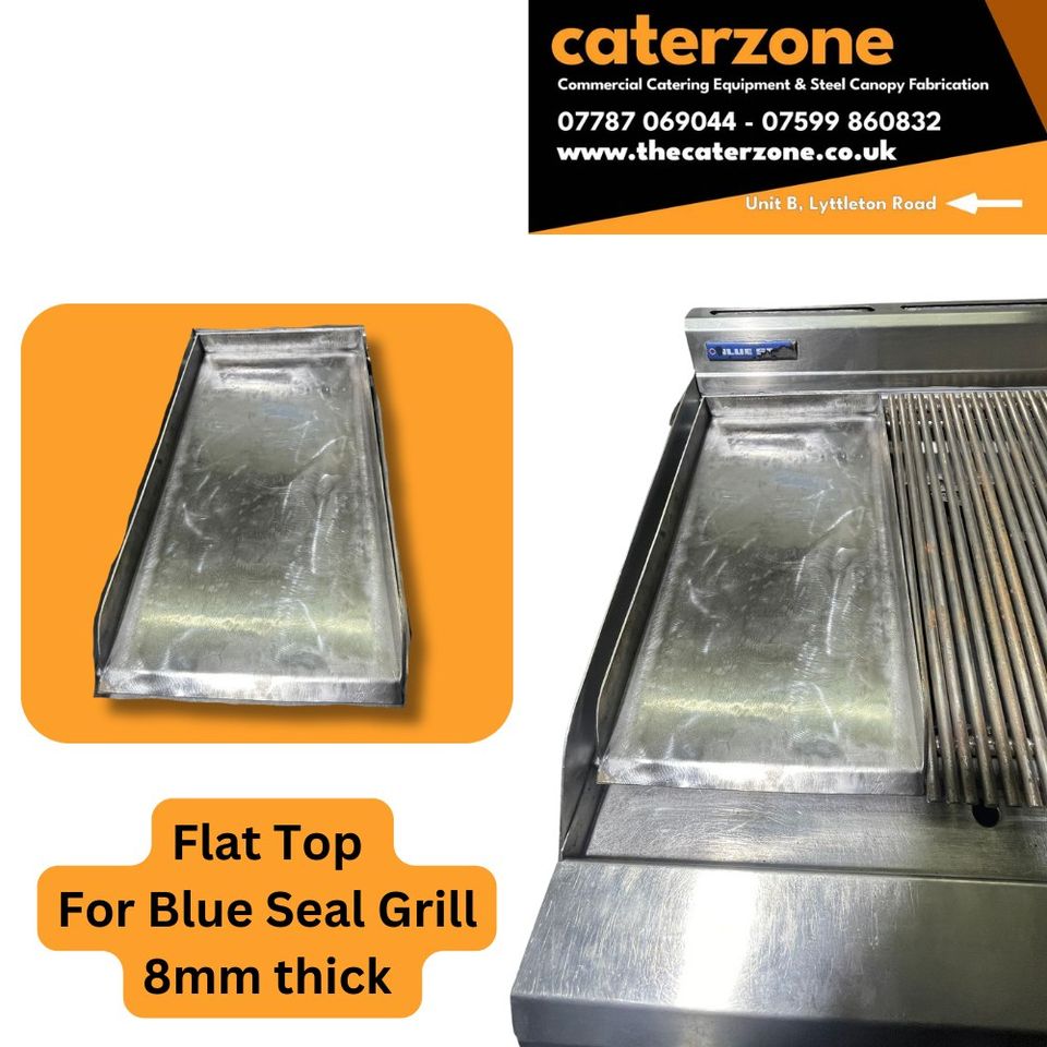 Flat Top for Blue Seal Grill 8mm Thick Stainless Steel Made in UK