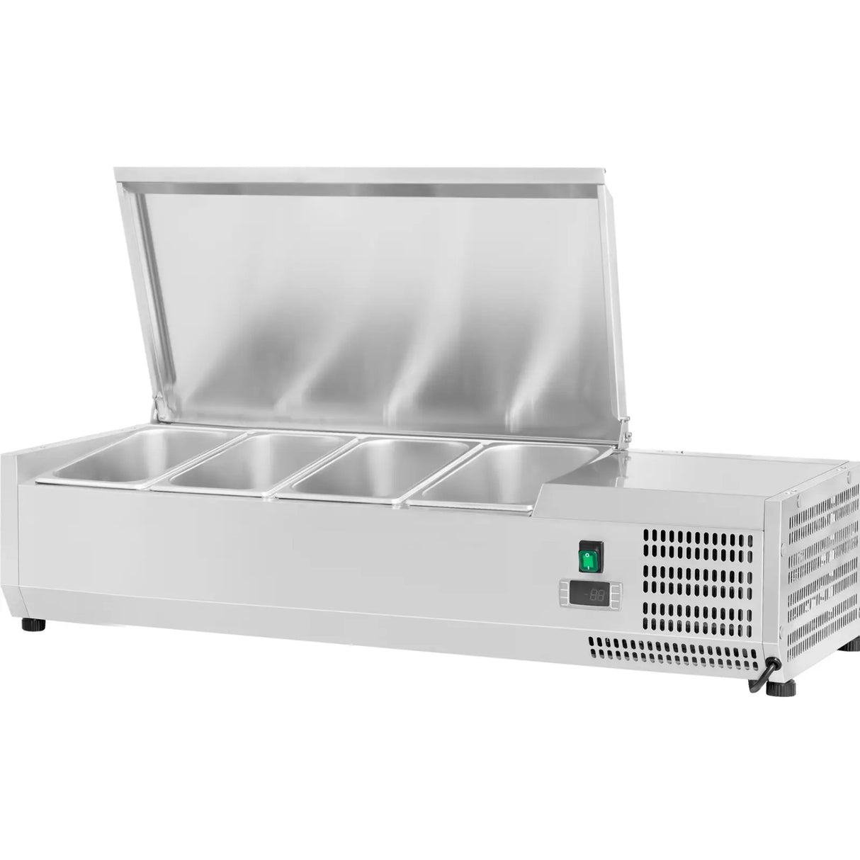 Refrigerated Servery Prep Top 1200mm 4x Gn1/3 Depth 380mm Stainless Steel Lid |  Thvd1200/380