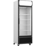 Commercial Single Bottle Cooler Upright 370 Litres Fan Assisted Cooling Hinged Glass Door Black&Amp;White |  Gdr333