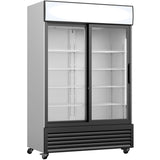 Commercial Twin Bottle Cooler Upright 730 Litres Fan Assisted Cooling Sliding Glass Doors Black&Amp;White |  Gdr555