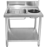 Professional Stainless Steel Breading Table With Round &Amp; Square Basins And Upstand 800x640x945mm | Gf800