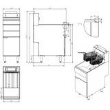 Commercial Gas Tube Fryer 20L Free Standing 26.4kW |  GF90