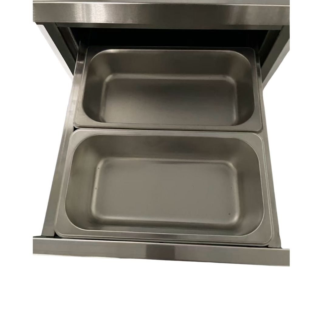141063 - Stainless Steel Work Table Cabinet with 2 x 3 Drawers + Upstand 1000 mm Wide