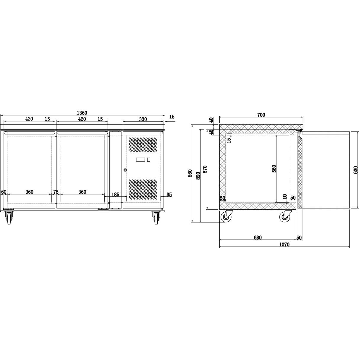 Commercial Refrigerated Counter 4 drawers Depth 700mm |  4DRG21V