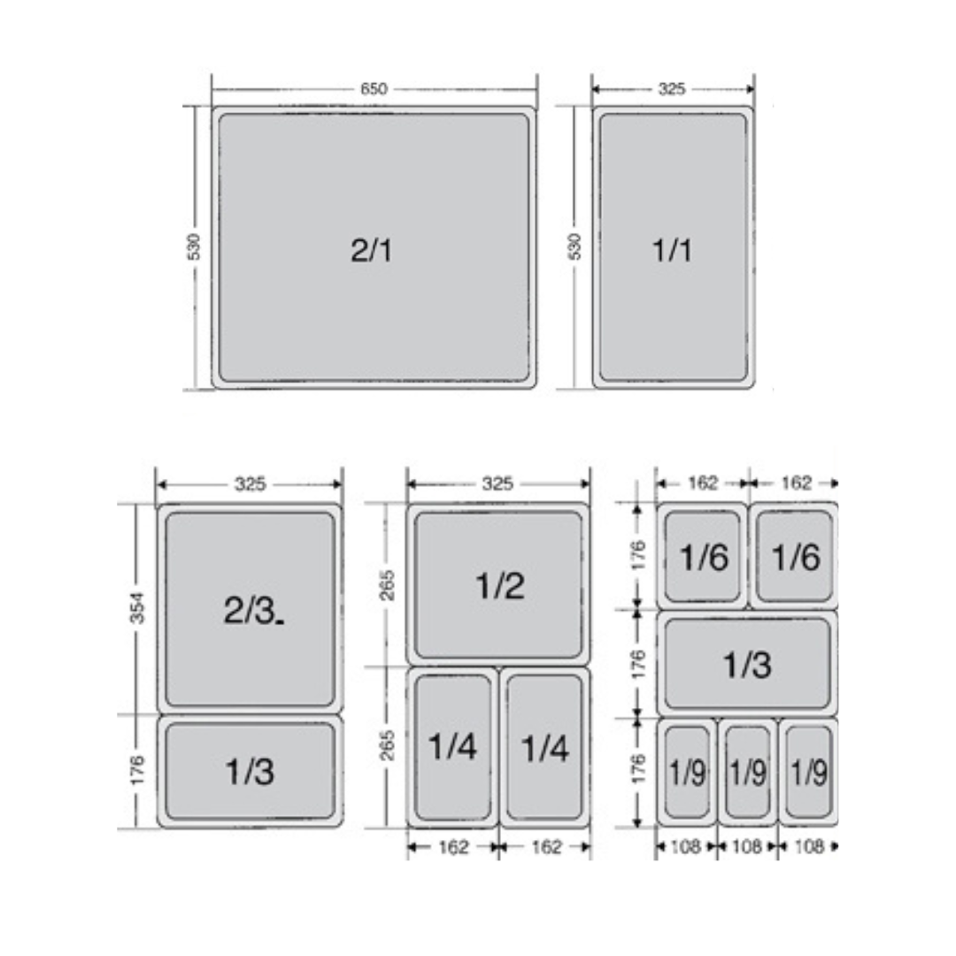 301053 - Stainless Steel Gastronorm Pan GN 1/9 Depth 100mm (1 box/48 units)