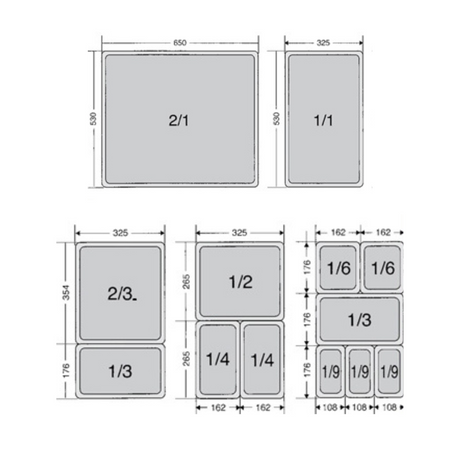 301061 - Stainless Steel Gastronorm Pan GN 2/1 Depth 65mm (1 box/6 units)