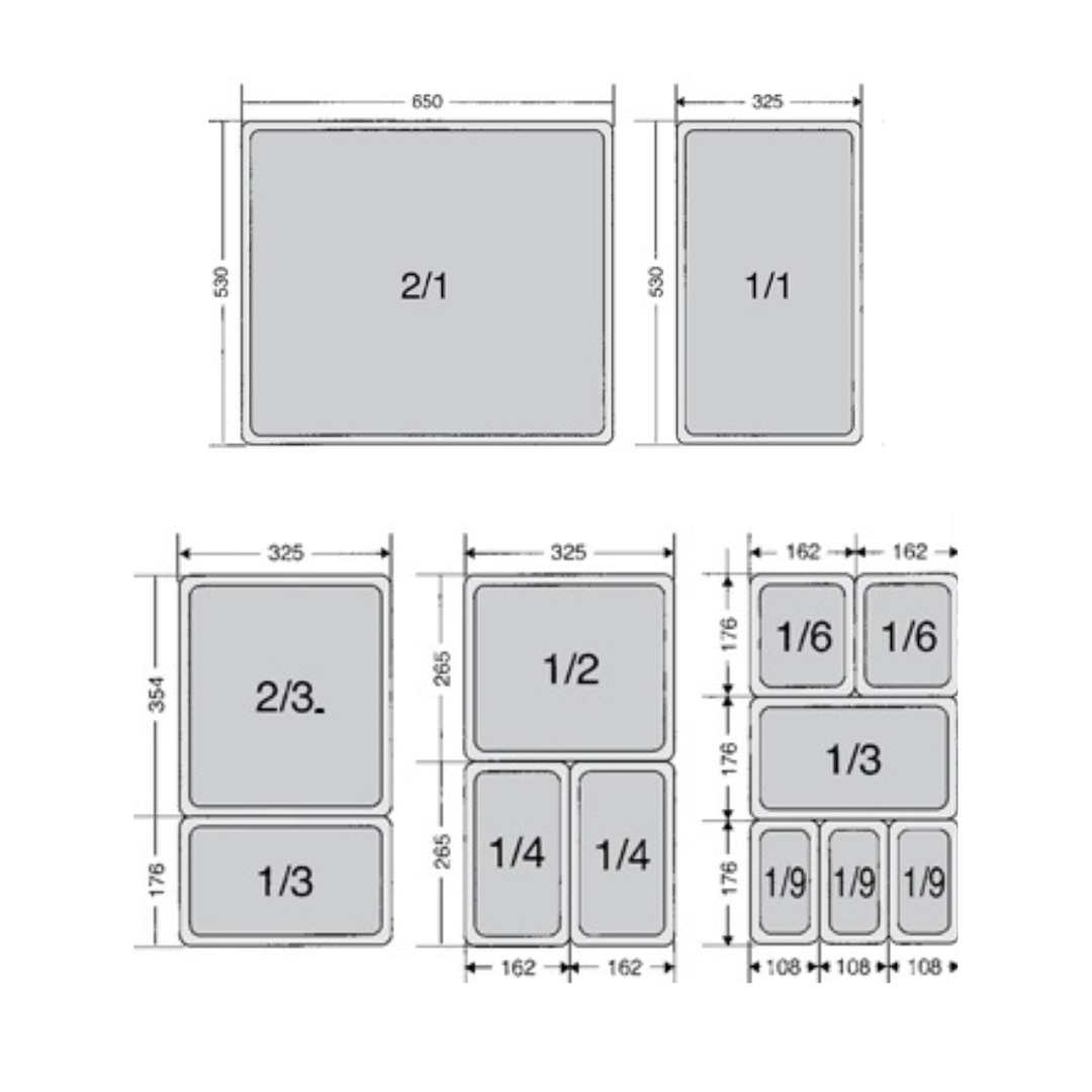 301067 - Stainless Steel Perforated Gastronorm Pan GN 1/1 Depth 200mm (1 box/6 units)