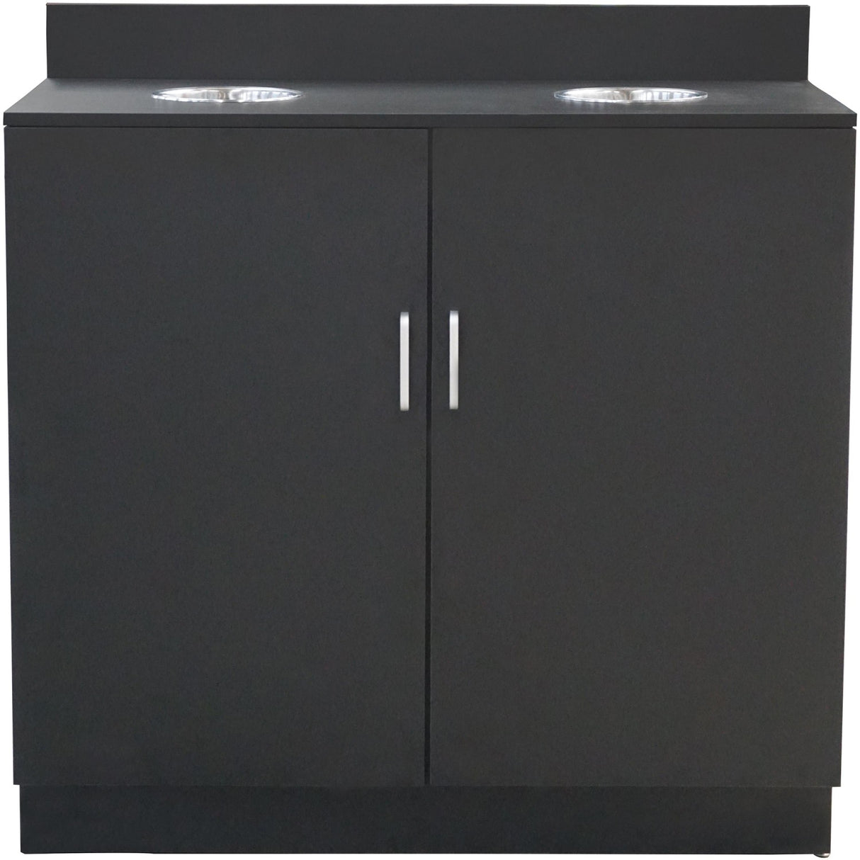 Double Waste Bin Enclosure Cabinet With Drop Hole 1138x560x1160mm Black |  Gs30200