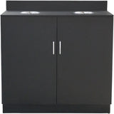 Double Waste Bin Enclosure Cabinet With Drop Hole 1138x560x1160mm Black |  Gs30200