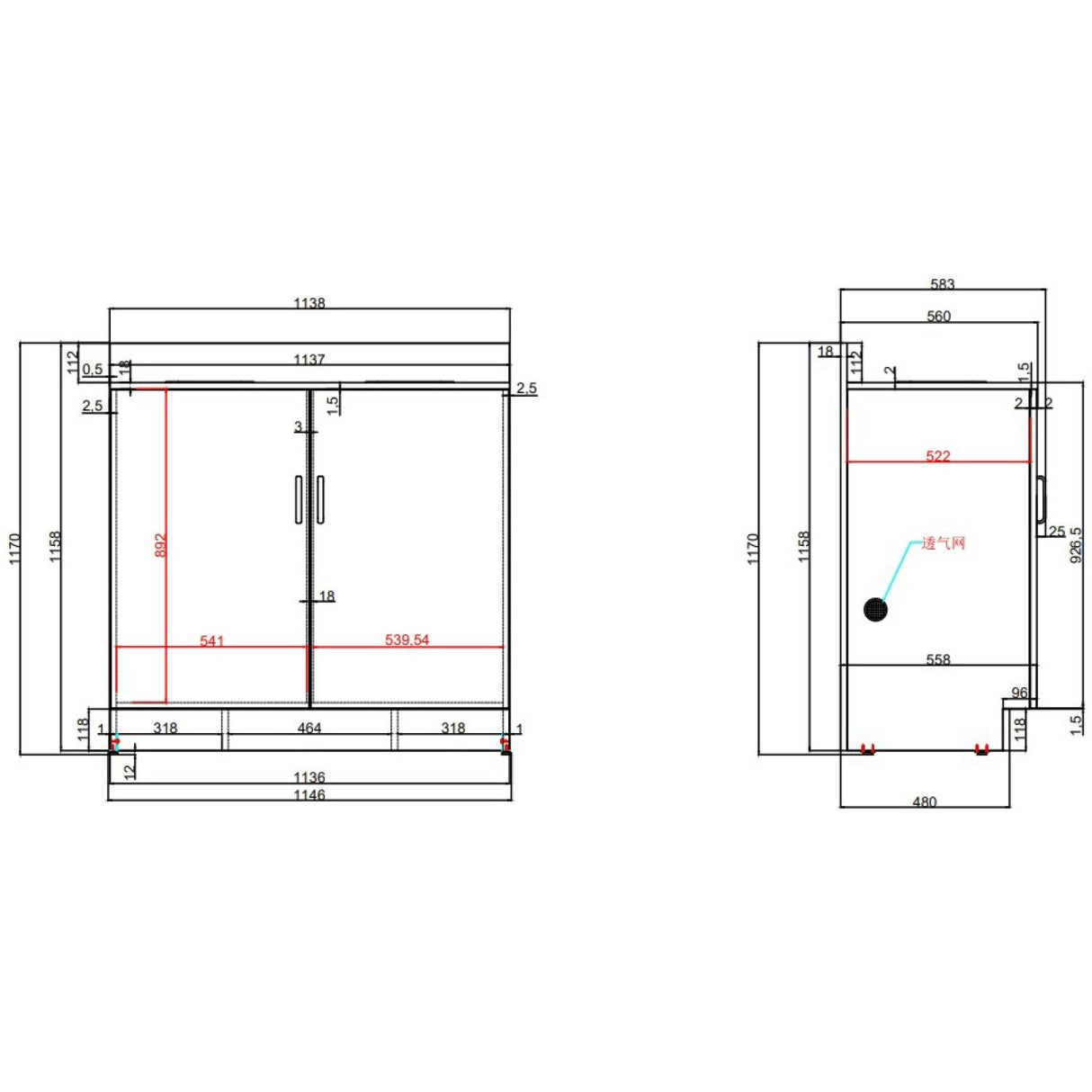 Double Waste Bin Enclosure Cabinet With Drop Hole 1138x560x1160mm Black |  Gs30200