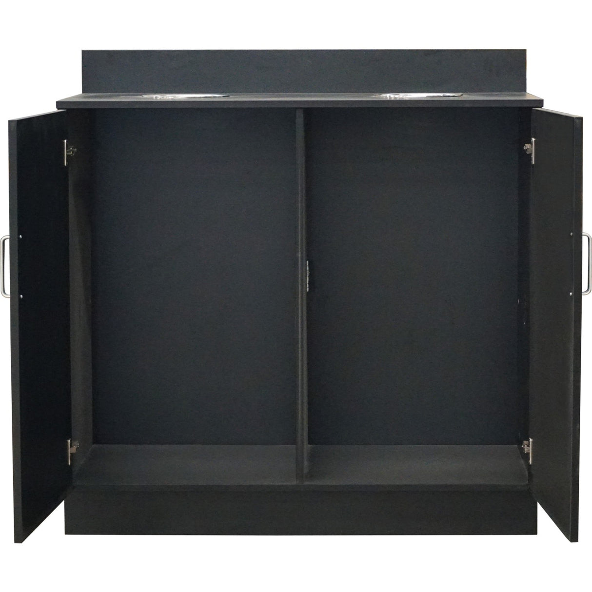 Double Waste Bin Enclosure Cabinet With Drop Hole 1138x560x1160mm Black |  Gs30200