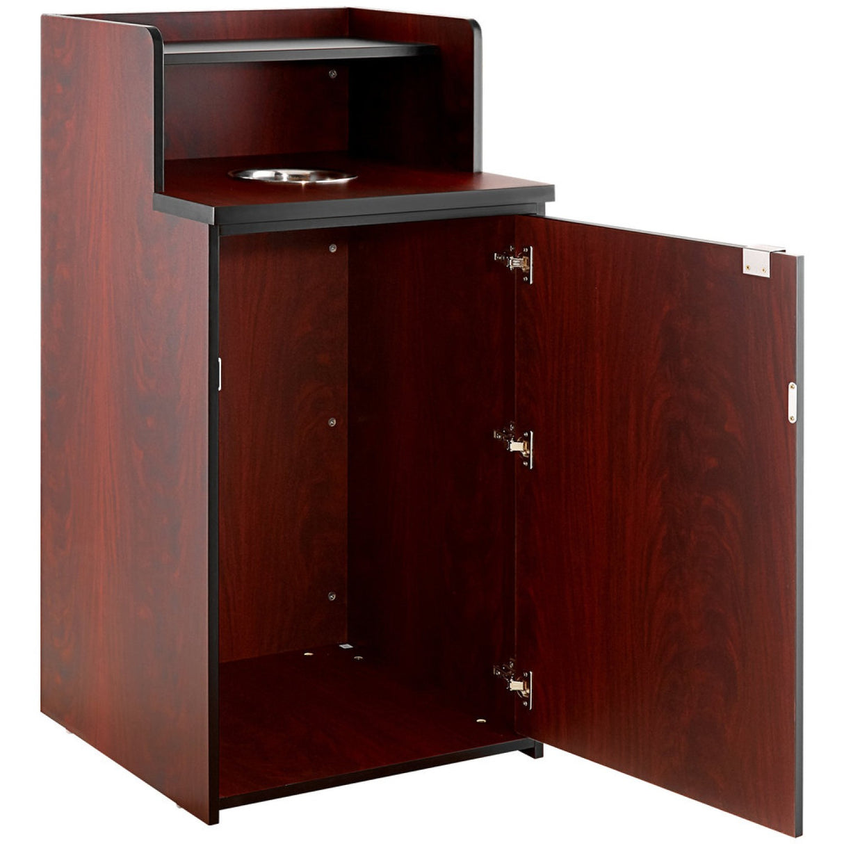 Waste Bin Enclosure Cabinet With Drop Hole And Tray Shelf 625x605x1210mm Mahogany | Gslj0003 M