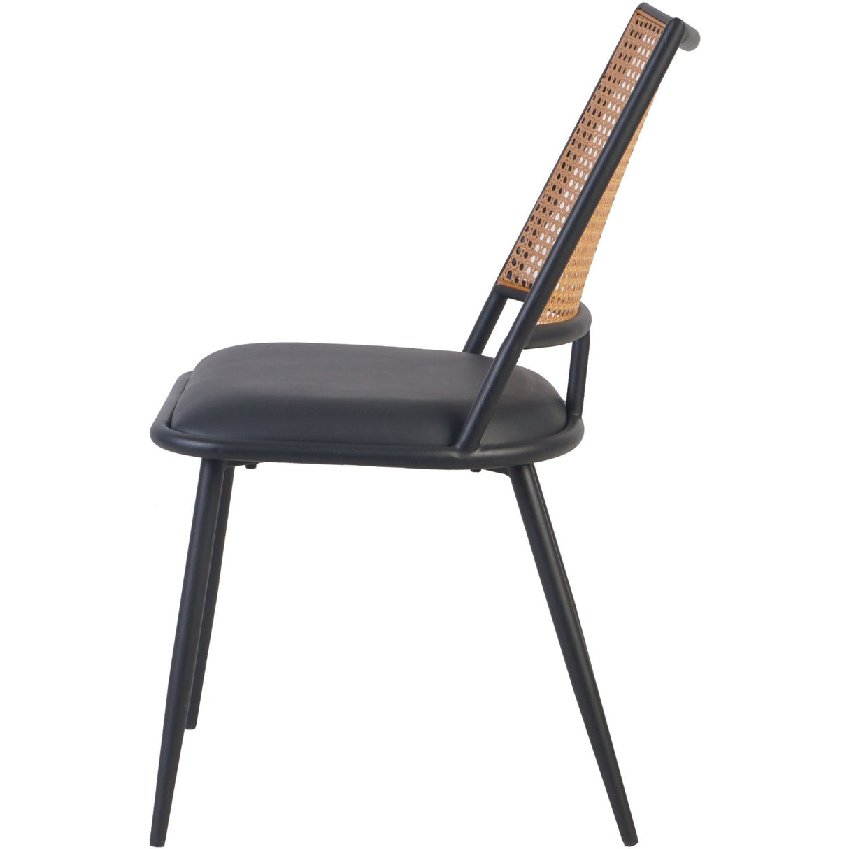 Bistro Rattan Chair With Black Vinyl Seat Square Back |  Gsm1024 Black