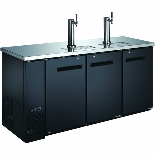 Commercial Direct Draw Beer Dispenser - Triple Door Keg Cooler with Double Beer Tap Black |  GXX203