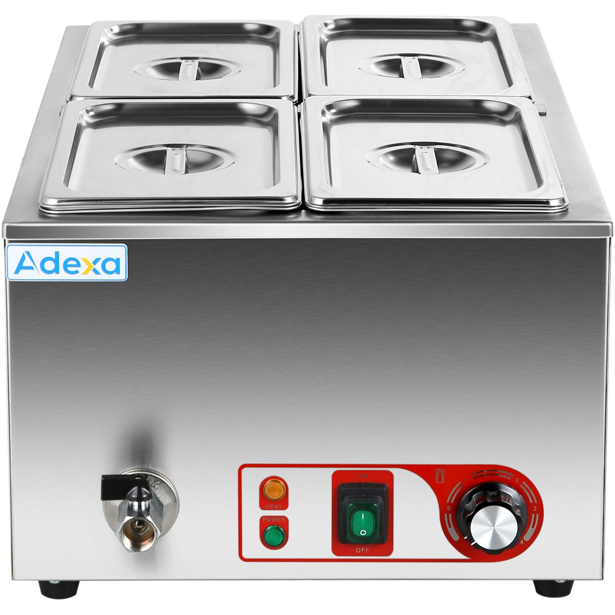 Commercial Bain Marie With Drain Tap 4x Gn1/4 Including 4 Containers |  Hb4 V