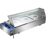 Commercial Bain Marie With Glass Top Sneeze Guard 3x Gn1/2 | Hbm23