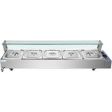 Commercial Bain Marie With Glass Top Sneeze Guard 5x Gn1/2 | Hbm25