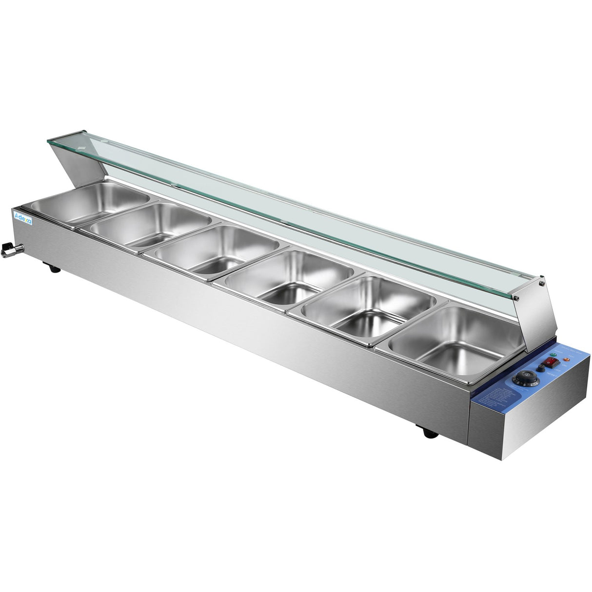 Commercial Bain Marie With Glass Top Sneeze Guard 6x Gn1/2 | Hbm26
