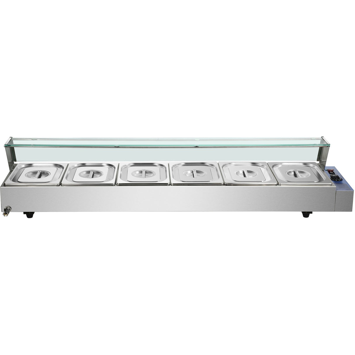 Commercial Bain Marie With Glass Top Sneeze Guard 6x Gn1/2 | Hbm26