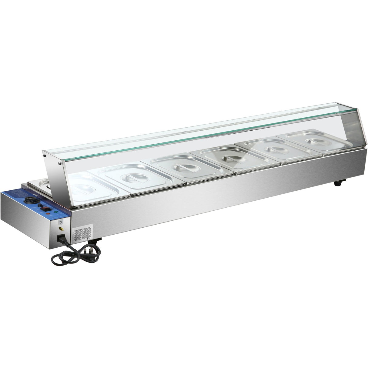 Commercial Bain Marie With Glass Top Sneeze Guard 6x Gn1/2 | Hbm26