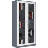 Professional Filing Cabinet With Glass Door 900x390x1800mm Gray White | Hdwsb02