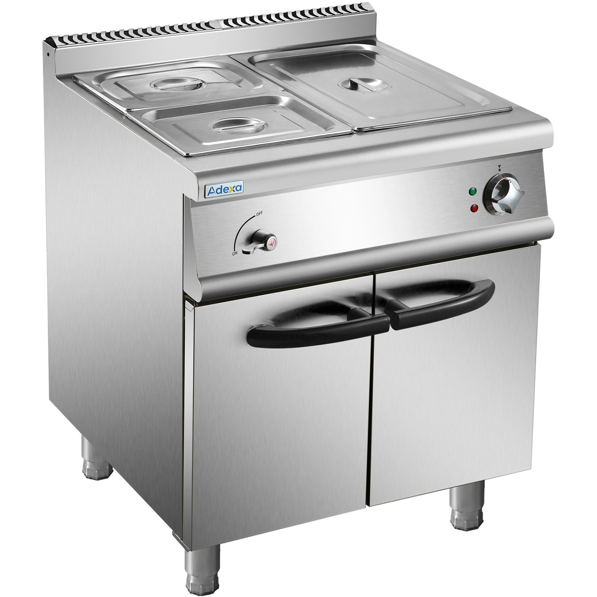 Commercial Electric Bain Marie With Cabinet 1x Gn1/1 + 2x Gn1/2 5k W 700mm Depth |  Heb709 A