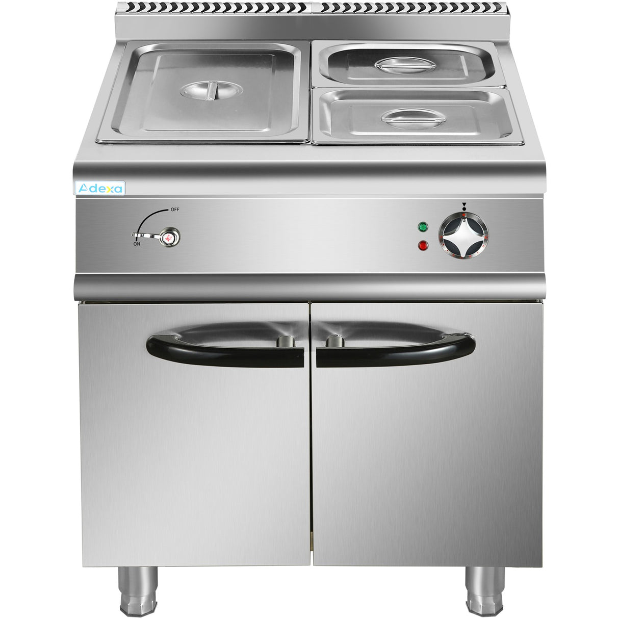 Commercial Electric Bain Marie With Cabinet 1x Gn1/1 + 2x Gn1/2 5k W 700mm Depth |  Heb709 A