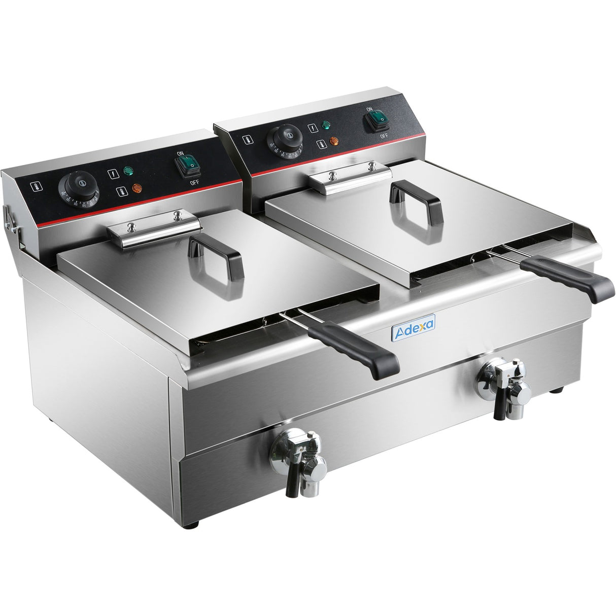 Commercial Fryer Double Electric 2x10 Litre 6k W Countertop Drainage Tap | Hef102 V