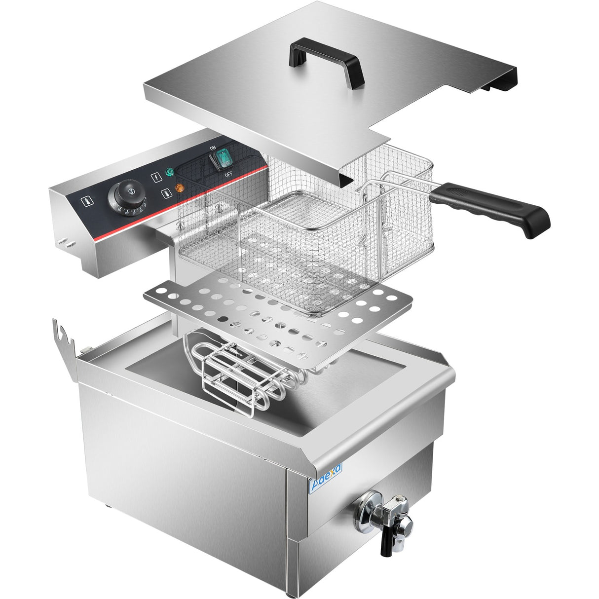 Commercial Fryer Single Electric 13 Litre 3k W Countertop Drainage Tap | Hef131 V