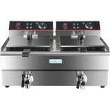 Commercial Fryer Double Electric 2x16 Litre 10k W Countertop Drainage Tap | Hef162 V