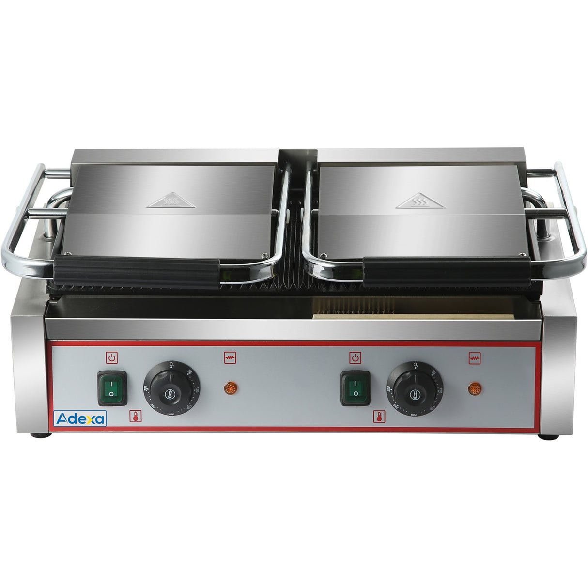 Heavy Duty Twin Panini Contact Grill Ribbed 3.6k W Dual Zone |  Heg813