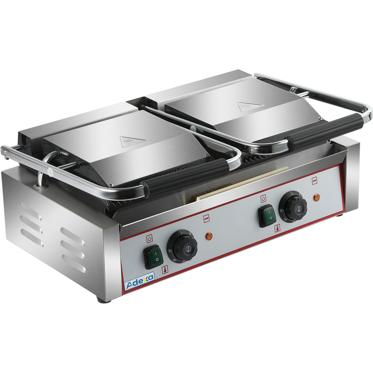 Heavy Duty Twin Panini Contact Grill Ribbed 3.6k W Dual Zone |  Heg813