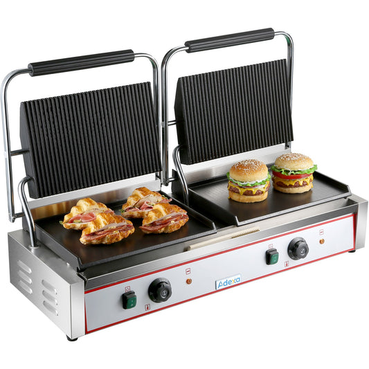 Heavy Duty Twin XL Panini Contact grill Ribbed/Smooth 4.4kW Dual Zone |  HEG813EA