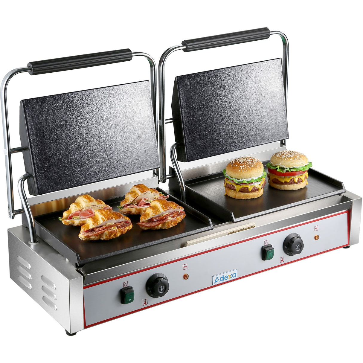 Heavy Duty Twin Xl Panini Contact Grill Smooth 4.4k W Dual Zone |  Heg813 Eb