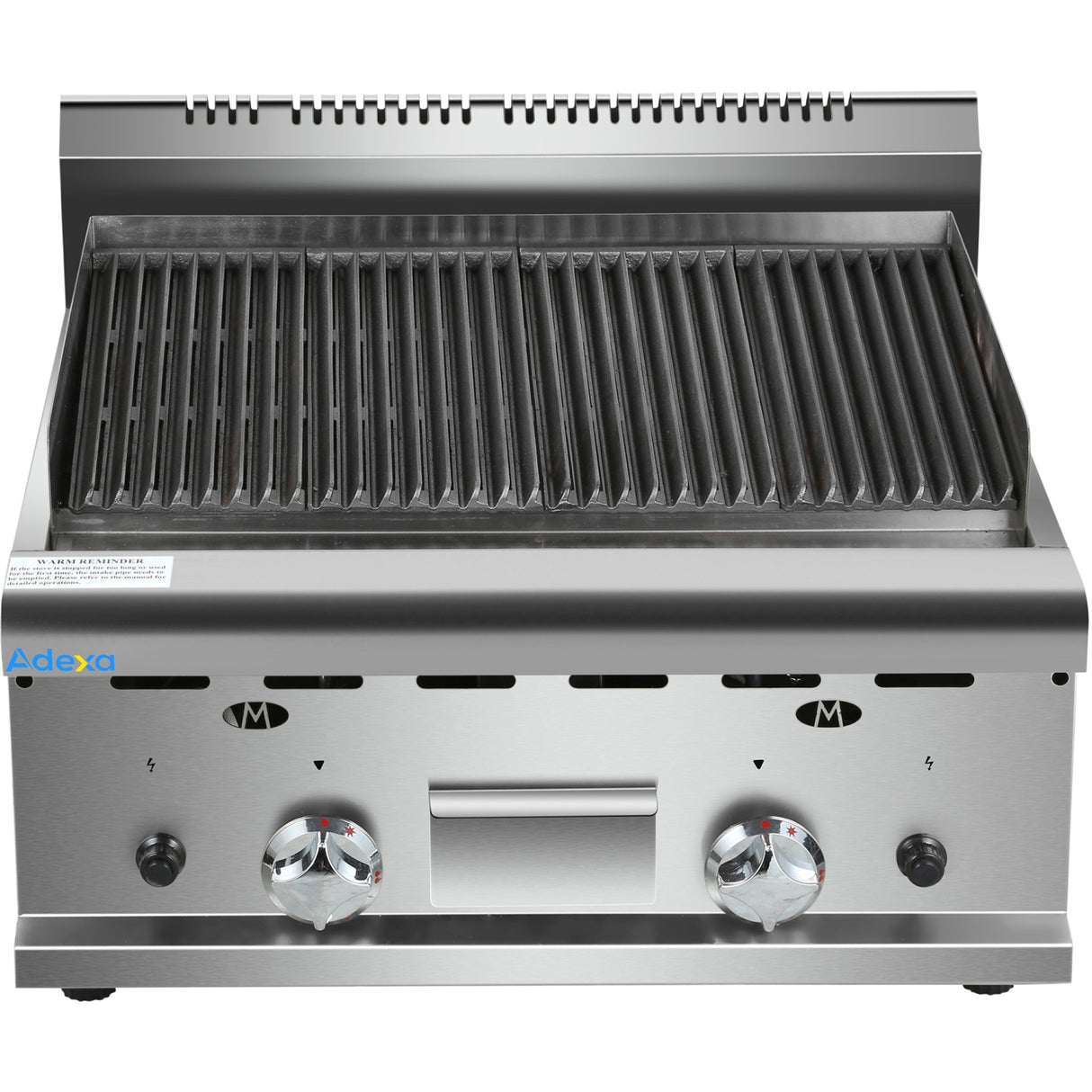 Commercial Gas Lava rock Grill 2 zones Countertop |  HGL607