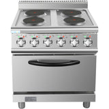 Commercial Electric Cooker 4 Burners With Electric Oven 8k W+4.8k W 700mm Depth |  Hrq712 A