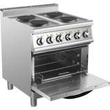 Commercial Electric Cooker 4 Burners With Electric Oven 8k W+4.8k W 700mm Depth |  Hrq712 A