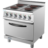 Commercial Electric Cooker 4 Burners With Electric Oven 8k W+4.8k W 700mm Depth |  Hrq712 A