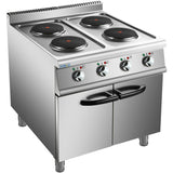 Commercial Electric Cooker 4 Burners With Cabinet Base 10.4k W 900mm Depth |  Hrq912