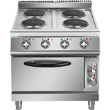 Commercial Electric Cooker 4 Burners with Electric Oven 10.4kW+4.8kW 900mm Depth |  HRQ912A