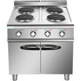 Commercial Electric Cooker 4 Burners With Cabinet Base 10.4k W 900mm Depth |  Hrq912