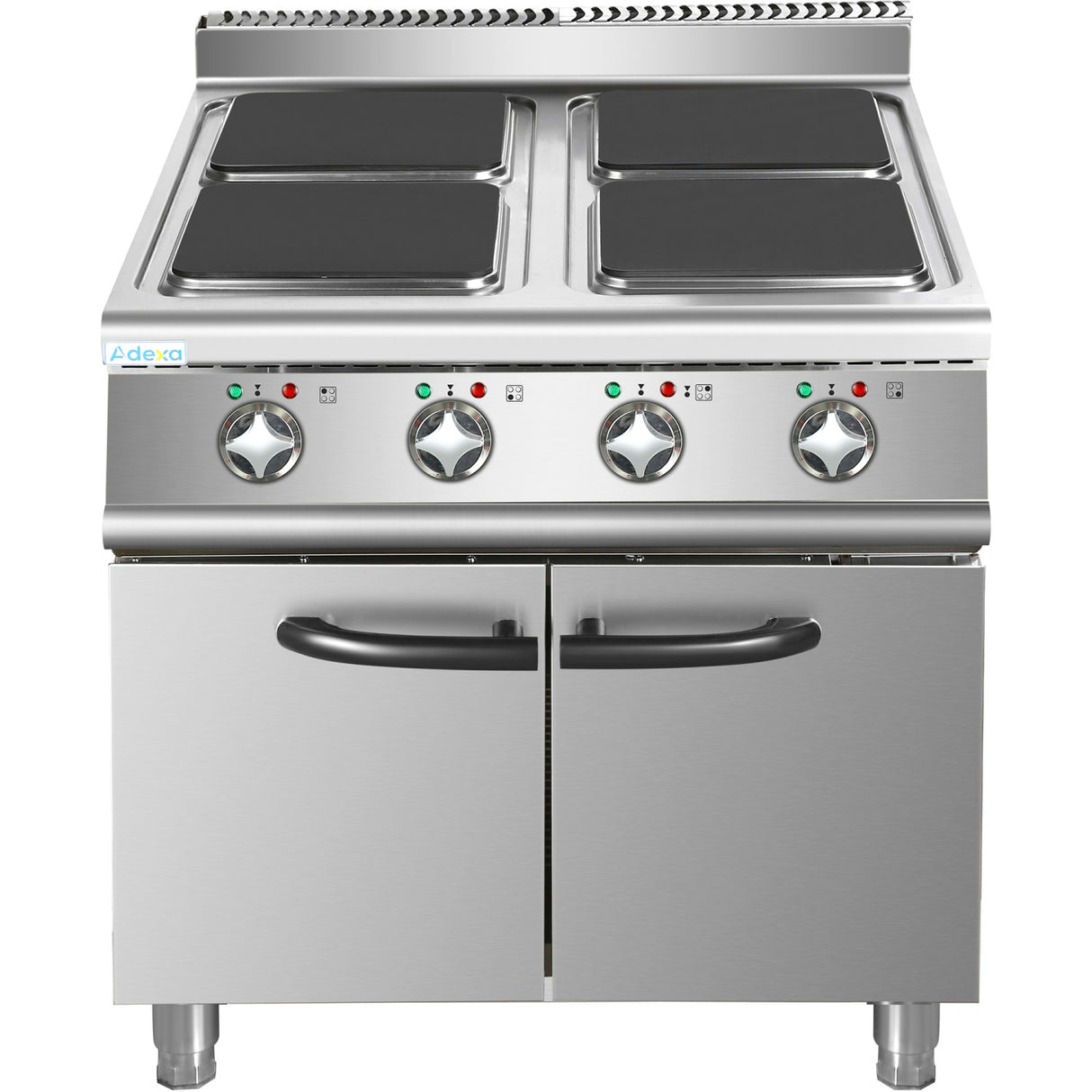 Commercial Electric Cooker 4 Square Burners With Cabinet 16k W 900mm Depth |  Hsq912 C