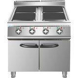 Commercial Electric Cooker 4 Square Burners With Cabinet 16k W 900mm Depth |  Hsq912 C